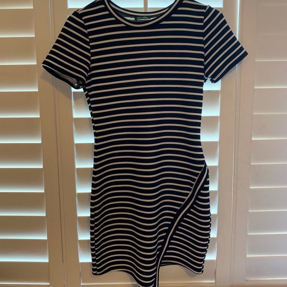 Black and white striped dress